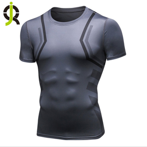 Camiseta ajustada de manga corta para hombre, camiseta de compresión de secado rápido con logotipo personalizado de fábrica y último diseño - Product Image 1