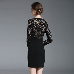Commercio all'ingrosso di alta qualità sexy sottile manica lunga <span class=keywords><strong>nero</strong></span> girocollo manica corta <span class=keywords><strong>vestito</strong></span> da promenade - Product Image 2