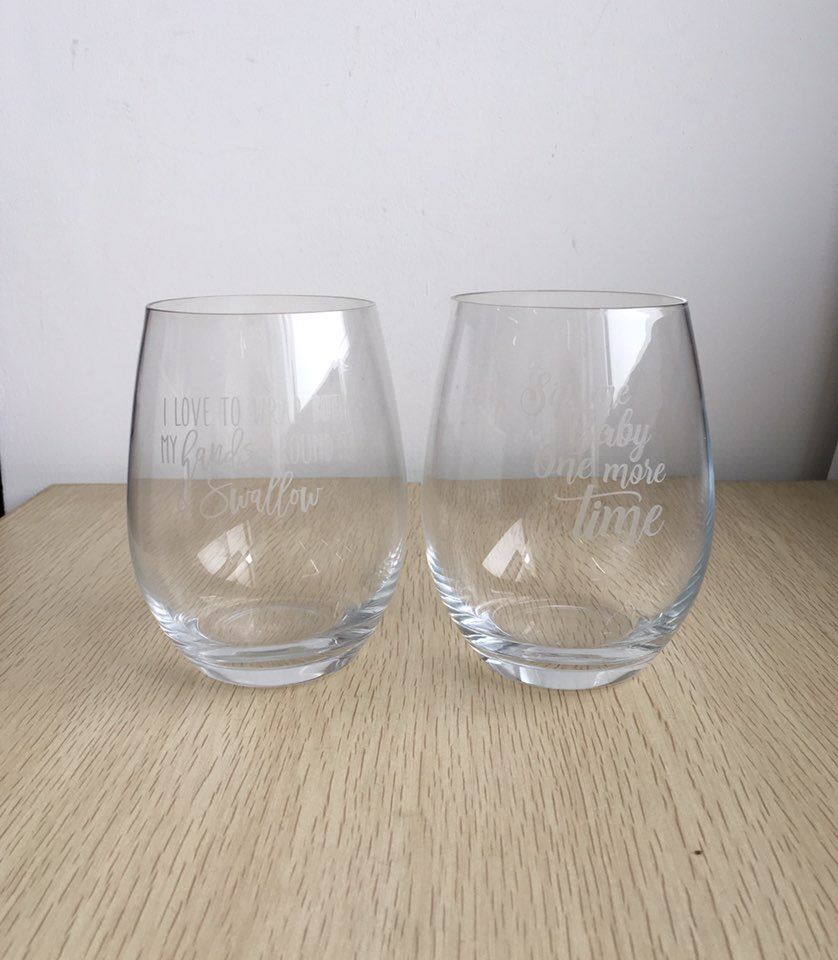 Wholesale Stemless Wine Glass Tumbler Custom Sandblast logo for Wedding Christmas Birthday Gift Bar Restaurant Hotel