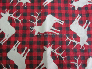 Tela de franela estampada de algodón a cuadros rojos - Product Image 4