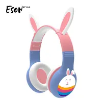 Fones de ouvido eson estilo s1224, com fio, compartilhamento de música, orelha de gato, padrão de impressão aquática para crianças