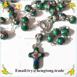 2016 Venta al por mayor Rosario, 8mm perlas cloisonne del collar del rosario, de la cadena de rosario católico con la cruz - Product Image 3