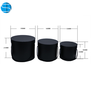صندوق زهور أسطواني محمول أسود اللون، علبة هدايا للزهور، طقم من <span class=keywords><strong>3</strong></span> قطع - Product Image 3