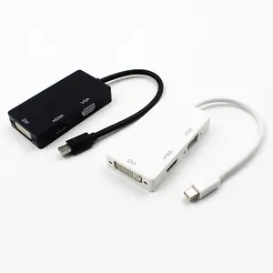 Fonte de fábrica 3 em 1 mini dp, adaptador thunderbolt para hdmi dvi vga para apple macbook