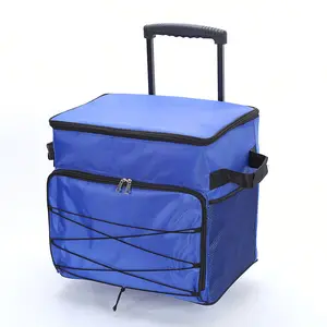 Outdoors 4 person carry oxford trolley picnic cooler bag with wheels