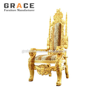 Harga Pabrik Mewah <span class=keywords><strong>Baroque</strong></span> Hitam Emas Tinggi Kembali Putri Lion King Kursi Takhta untuk Pernikahan - Product Image 3