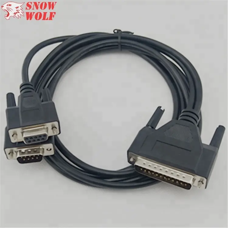 Straight-through Wiring D-sub 25 Pin DB-25 Male to RS232 Serial DB9 Male and Female Y Splitter Cable
