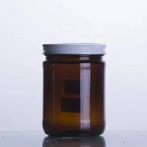 ที่กำหนดเอง 300 มิลลิลิตรกว้างปากกระบอก amber jam ขวดน้ำผึ้ง/pickle/ซอส/อาหาร/กาแฟแก้วพร้อมฝาปิด