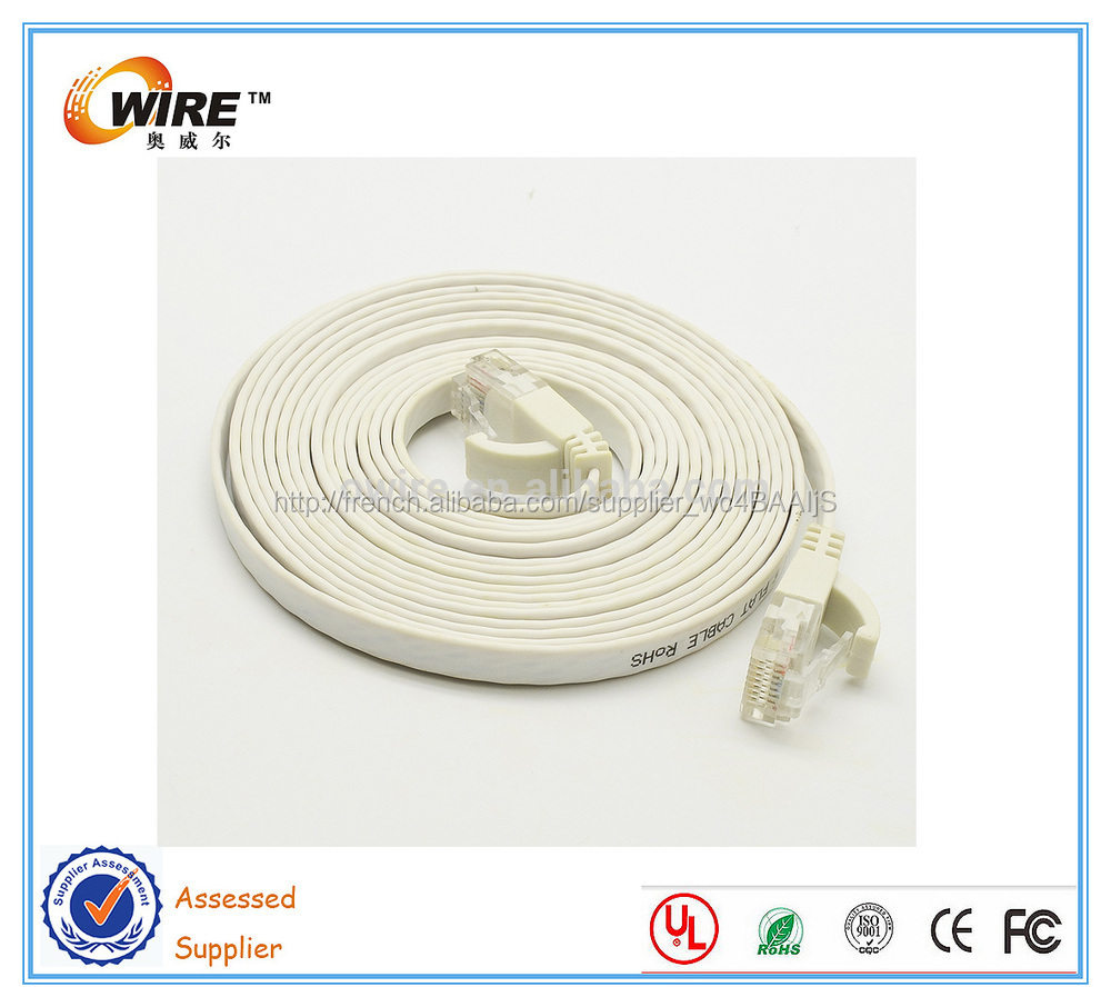 Fluke Test approuvé 24AWG RJ45 Ethernet Cat6 Patch Cable plat