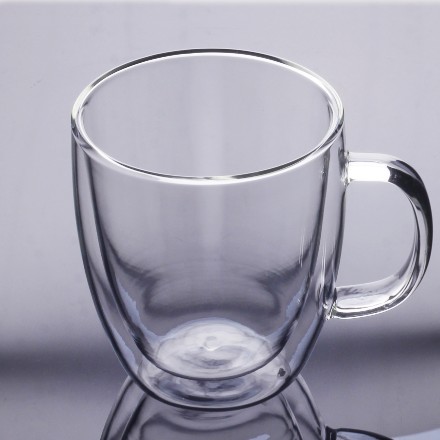 Double wall glass coffee cups Heat-resistant borosilicate tea cups with lids