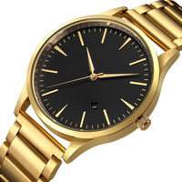 Montre Eclipse noire de luxe en acier inoxydable brossé OEM personnalisée, montre Geo Star