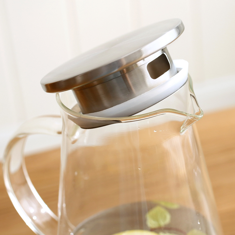 Borosilicate Glass Pitcher with Lid, Water Jug for Hot/Cold Water, Ice Tea and Juice Beverage