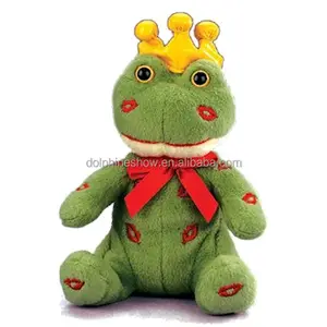 New Valentine Gift Stuffed Soft Plush Frog With Crown Custom Cute Green Frog Plush Toy
