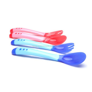 Color de la temperatura de la alta calidad que cambia las cucharas del bebé del silicón, la cuchara y la bifurcación del caucho - Product Image 1