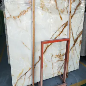 Jual Panas Putih Alami Onyx Marmer Slab Harga Untuk Mewah Desain Proyek