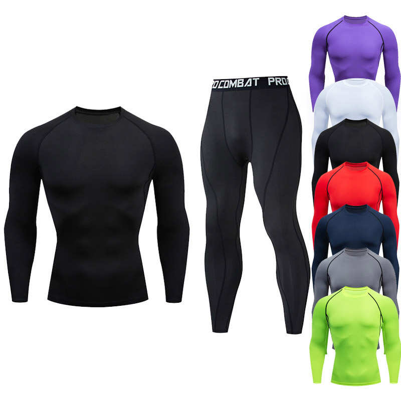 2 pcs térmica larga seco fresco ropa de compresión Conjunto de sudadera capa superior de