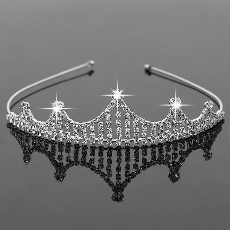 Fashion Silver Mountain Crown Tiara Children's Hair Jewelry ODM Silver Plated Baroque Hair Jewelry Wedding Party Gold Leaves