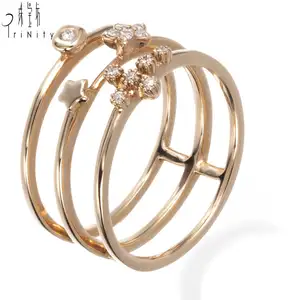 Bague spéciale en or 18k et diamant, anneau artisanal de bonne qualité, modèle styliste combiné