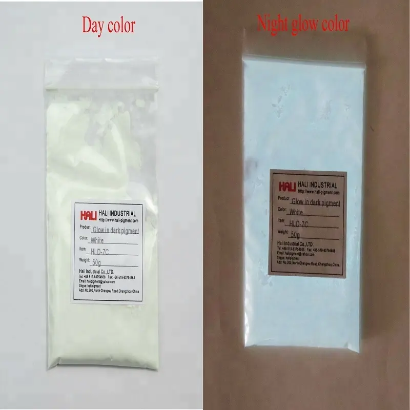 White Glow In Dark Pigment Luminous Powder Item: HLD-7C Glowing Warna: Putih