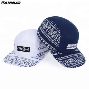 Topi Asli 100% Katun 5 Panel Camp Capcustom Pola Aztec 5 Panel