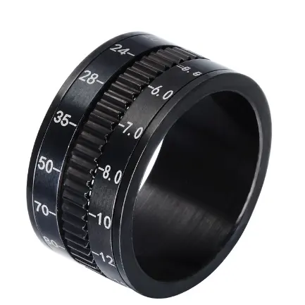 Trend jewelry 12MM stainless steel black spinning camera lens original ring