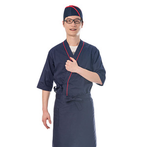 Thiết kế mới 65% polyester 35% cotton đầu bếp nấu ăn đồng phục khoác đầu bếp phong cách nhật bản nhà hàng quản lý đồng phục - Product Image 2