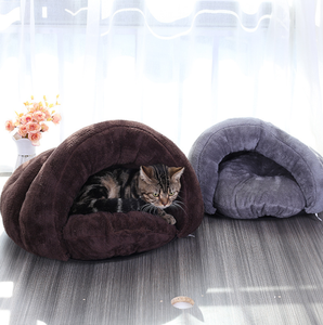 2021 Hot Sale Semi Enclosed Fluffy Coral Fleece Winter Warm <strong>Soft</strong> Plush Cute Cat <strong>Dog</strong> House Pet <strong>Bed</strong> Wholesale - Product Image 5