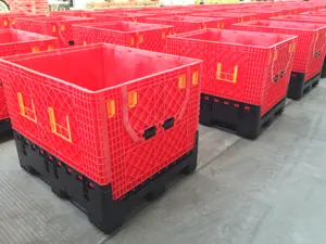 Caixa de plástico resistente do hdpe do transporte da lógica do palete da caixa dobrável resistente para o armazenamento