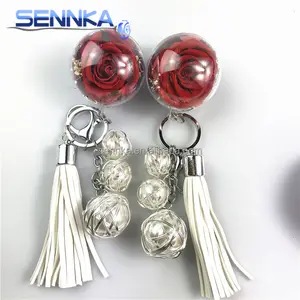 Wholesale Beautiful Eternal Rose Preserved Flower Keychain as Gifts & Crafts