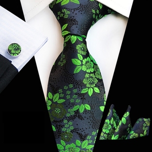 Corbata de Seda Clásica para Hombre, <span class=keywords><strong>Corbatas</strong></span> Florales Rojas y Azules, Pañuelo de Bolsillo para Fiesta de Boda, Gemelos, Conjunto de Corbata de Lujo para Hombre - Product Image 4