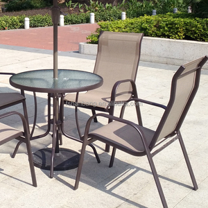 Tất Cả Thời Tiết Bằng Chứng Cà Phê Nâu 5 Mảnh Ngoài Trời Vườn Ban Công Nhôm Sling Patio Đồ Nội Thất Vòng Kính Bàn Ăn Ghế Đặt - Product Image 3