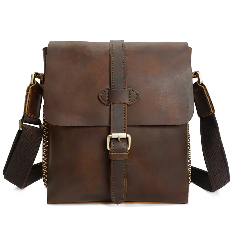 YD-8086 Brand Classical Design Crazy Horse Leather Men's Satchel CrossBody Sling Shoulder Bag