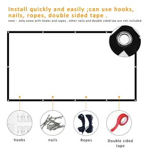 Écran de projection pliable portable, écran 16:9 de projection, 120 pouces, pliable, pour l'extérieur et l'intérieur, 1 pièce