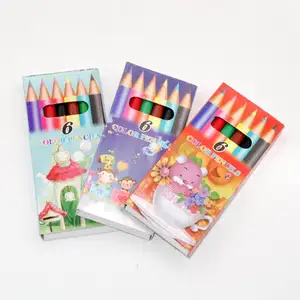 IN43759 3.5 "houten kleur potloden in kleur doos, korte mini kleur potlood set