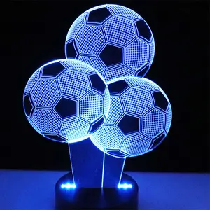 3D LED לילה אור מרובה כדורגל כדורגל עם 7 צבע אקריליק אור עיצוב הבית מנורת מדהים חזותי אופטי אורות