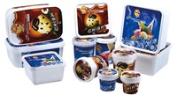 Contenants à crème glacée en plastique PP rectangulaires jetables avec couvercle, emballage IML personnalisé avec logo OEM