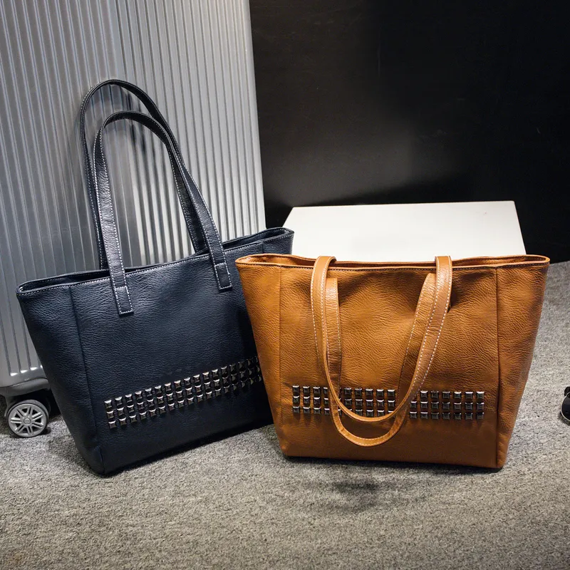 أعلى جودة فو الجلود حقيبة يد سوداء اللون كبيرة حقيبة كتف سعر جيد براون الفاخرة العلامة التجارية حمل الحقائب