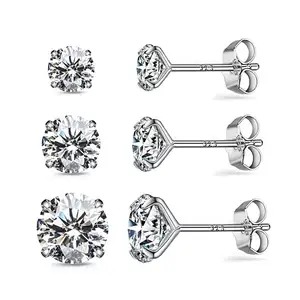 2019 clip on blue agent Silver sterling earing , cubic zirconia Diamond Wedding women stud earring piercing jewelry gifts