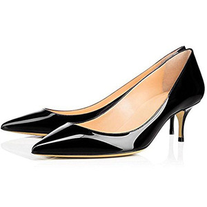 WETKISS สำนักงานรองเท้าโรงงานขายส่งสุภาพสตรีปั๊มรองเท้า Kitten Heel Pointed Toe ส้น Jobs สิทธิบัตรหนังปั๊ม2021 - Product Image 4