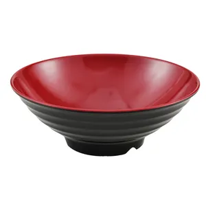 Restaurant Large Cheap Plastic Bowls Red and Black 8.8 inch Melamine Ramen Bowl