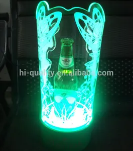 single modern rotating color changing LED acrylic rotating bottle display stand glorifier