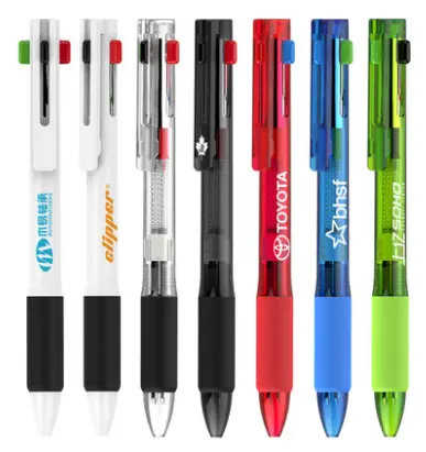 wholesale free samples promotional plastic multi colors unicorn multicolor 4 colored pen with custom logo