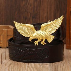 Tùy chỉnh thiết kế mòn hiệu ứng nổi Đại Bàng cổ điển jeans vành đai làm bằng chất lượng cao da bò da với hợp kim khóa - Product Image 6