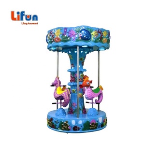 Sân chơi trong nhà công viên giải trí mini fairground cưỡi băng chuyền nhỏ 3 chỗ ngồi Mini Carousel cưỡi ngựa để bán - Product Image 2