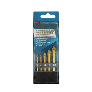 5 Pcs Titane Enduit Tige Ronde Simple en Verre de Pointe De Carbure et Tuile Foret Ensemble dans une Boîte En Plastique