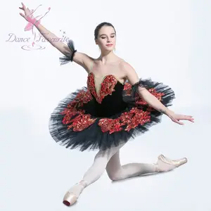 BLL086 Cô Gái Trưởng Thành Màu Đen Chuyên Nghiệp Múa Ba Lê Tutus Với 7 Lớp Cứng Vải Tuyn Ballerina Trang Phục Khiêu Vũ Xếp Li Tutu Ăn Mặc