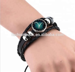 Espace Série Métal Verre Pierres Précieuses Bracelet Manchette Punk Gothique En Cuir Bracelet Chanceux Bracelet