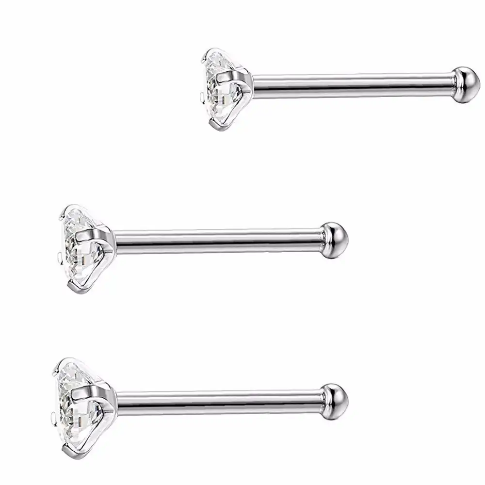 Nose Studs Nose Fashion Surgical Steel Claw Prong CZ Nose Studs