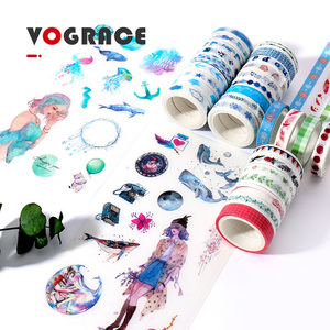 Vograce-pegatinas florales extraíbles de Anime, cinta washi personalizada, venta al por mayor