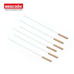 High Quality Stainless Steel BBQ Flat <strong>Skewer</strong> with Wooden Handle Competitive Price <strong>Metal</strong> and Wood Material - Product Image 3